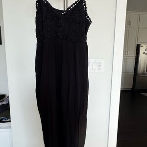 Francesca's Collections Black Crochet Bodice Jumpsuit